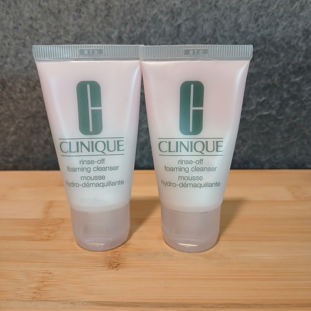 NWOB Clinique Rinse Off Foaming Cleanser set of 2 travel SZ 1 oz soap cleangirl
